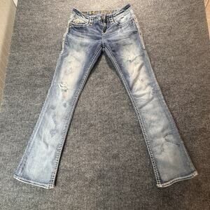 Rock Revival Jeans Womens Size 28 Cameo Boot Blue Hot Style Denim Distress